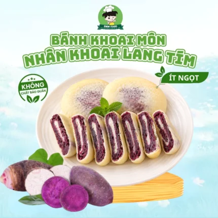 Bánh Khoai Lang Tím, Khoai Môn Mềm Mịn Ít Đường Ít Calo Shin Food, Lớp Vỏ Bột Mì Mỏng Xốp Thơm Ngon