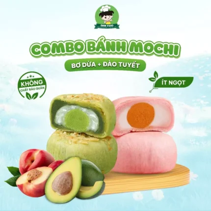 Combo Bánh Mochi Bơ Dừa Mochi Đào Tuyết Không Đường Ít Calo Shin Food Mềm Dẻo Thơm Ngon, Bánh Mochi Ăn Kiêng Healthy