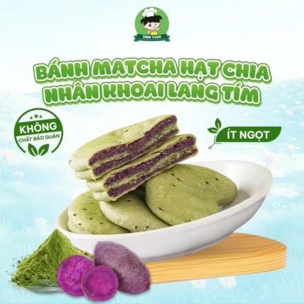 Bánh Matcha Hạt Chia Nhân Khoai Lang Tím Ít Đường Shin Food, Bánh Ăn Kiêng, Healthy Thơm Ngon